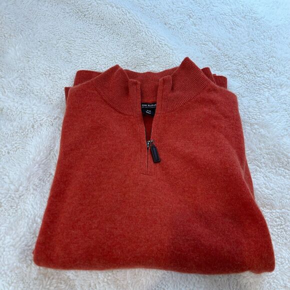 Isaac‎ Mizrahi Men's 100% 2-ply Cashmere V-Neck Sweater Orange Size L - Picture 1 of 6